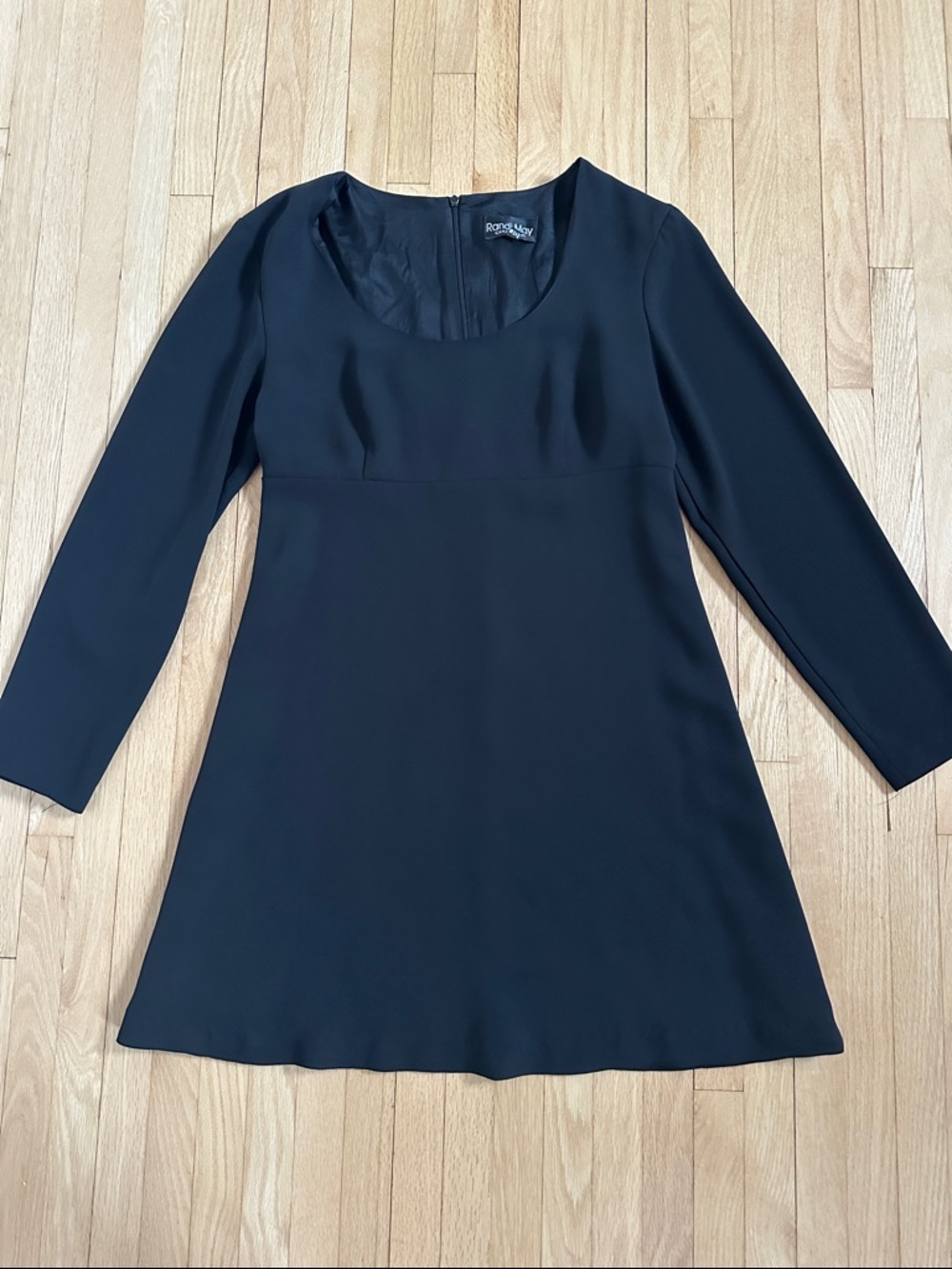 5 for $25 // Vintage Randi May black poly babydoll dress size 10 (medium)